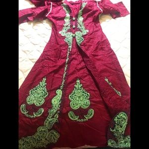 COPY - Pakistani Maroon Golden Embroidery Dress